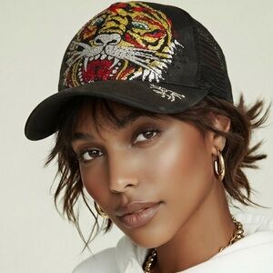 🧢🔥‎ Ed Hardy Rhinestone Tiger Trucker Hat | Y2K Streetwear Bling